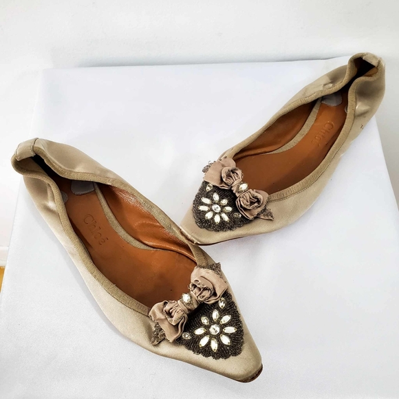 Chloe Ballerina Flats with Beautiful Hand Beading and Stones, Size 39 - Picture 12 of 12
